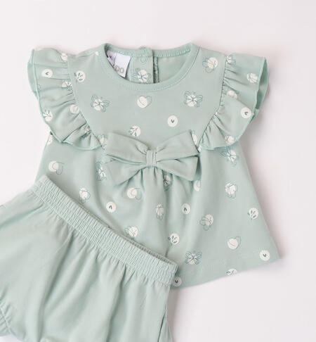 Girls' summer outfit VERDE-BIANCO-6083