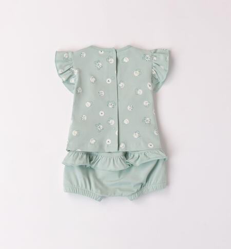 Girls' summer outfit VERDE-BIANCO-6083