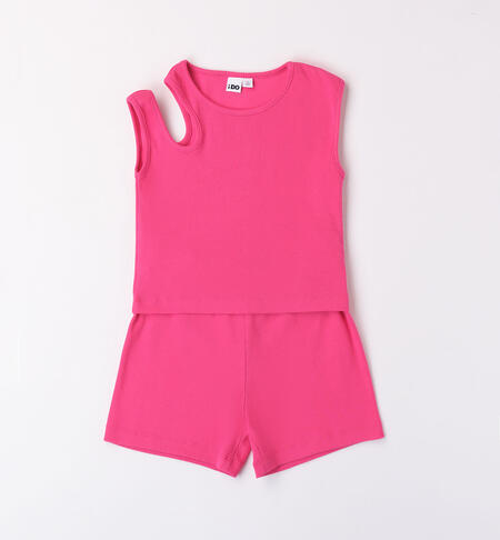 Girl's set with vest top and shorts FUCHSIA