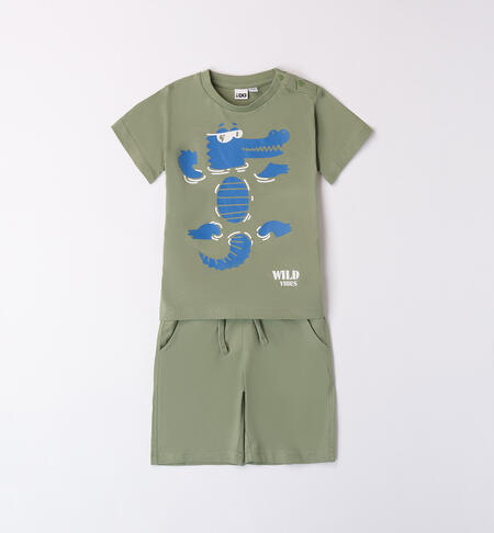 Short crocodile suit for boys VERDE SALVIA-4921