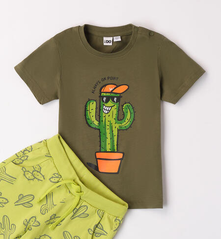 Boys' short outfit VERDE MILITARE-5457