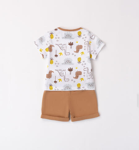 Boys' summer dinosaur outfit BIANCO-CACAO-6065