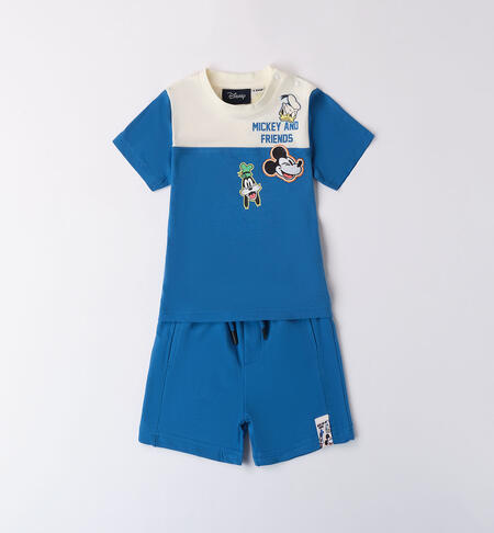 Boys' summer Mickey Mouse outfit LIGHT BLUE