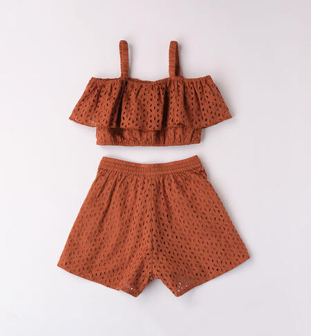 Girl's broderie anglaise set MOCHA BISQUE-1136