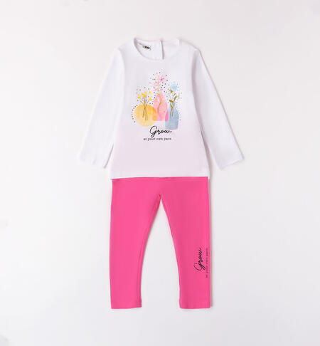 Completo maglietta e leggings per bambina BIANCO-0113