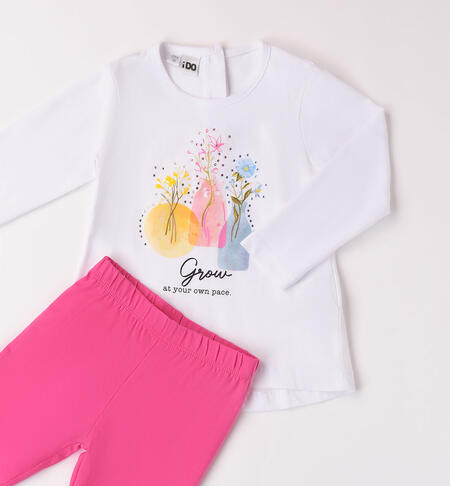Completo maglietta e leggings per bambina BIANCO-0113