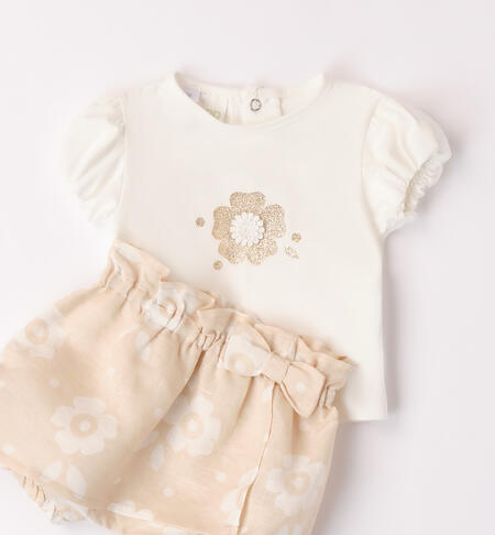 Two-piece baby girl outfit PANNA-BEIGE-6AAA