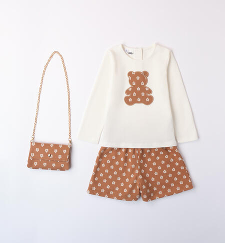 Completo per bambina con borsa BEIGE