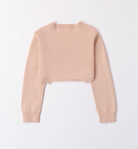 Girls' knitted shrug BEIGE ROSE-1044