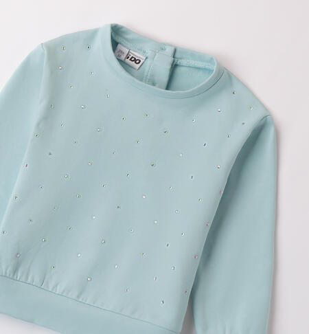 Girl sweatshirt with rhinestones DARK MINT-4143