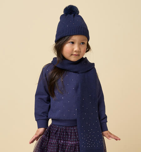 Girl sweatshirt with rhinestones NAVY-3854