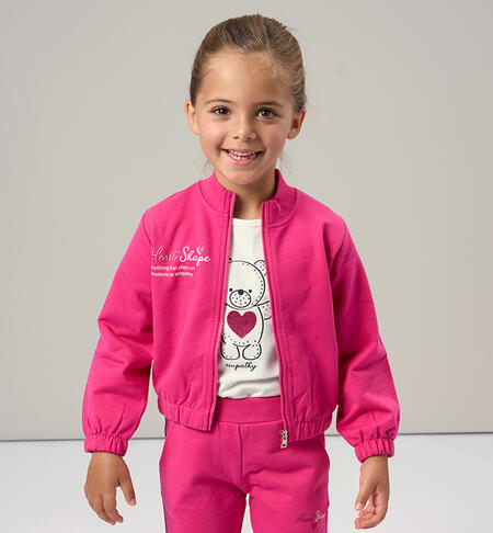 Girl's sweatshirt with zipper FUXIA-2438