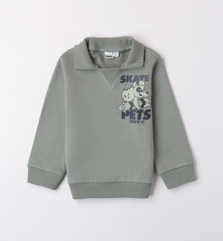 Felpa bambino con colletto 
 GREEN-4252