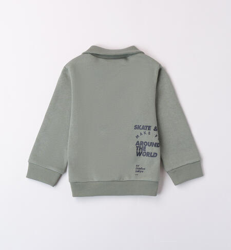 Sweatshirt for boy with collar  GREEN-4252