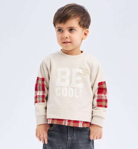 Felpa bambino dettagli quadri
 BEIGE-0433