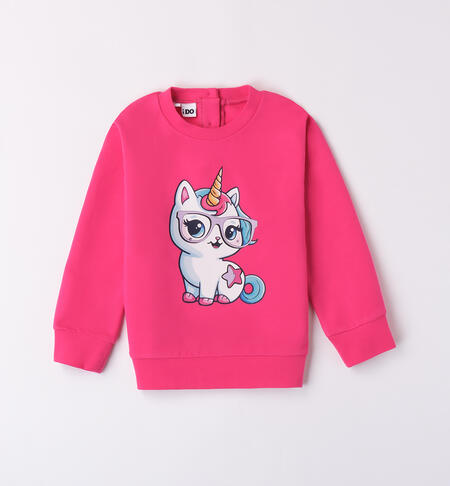 Felpa con unicorno bambina FUCSIA