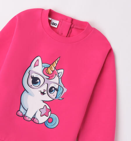 Sweatshirt with unicorn girl FUXIA-2438