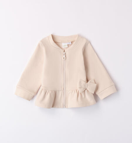 Zip-up Baby Girl Sweatshirt CREAM