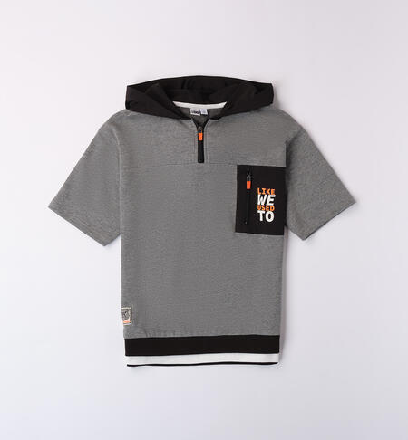 Boy's short sleeve sweatshirt GRIGIO MELANGE-8970