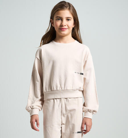 Sand-colored sweatshirt for girls CREAM