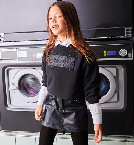 Girl sweatshirt with application BLACK