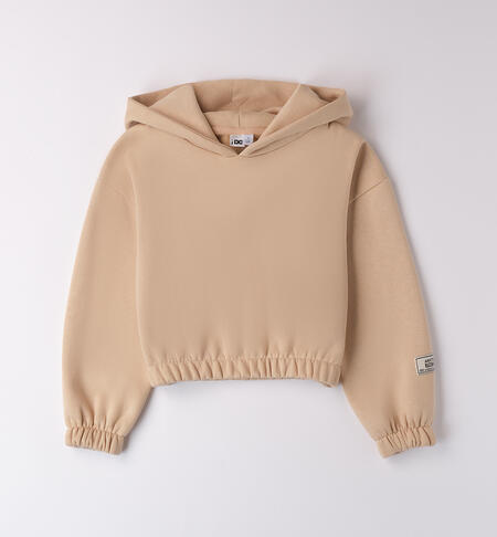 Girl sweatshirt with hood BEIGE-0941