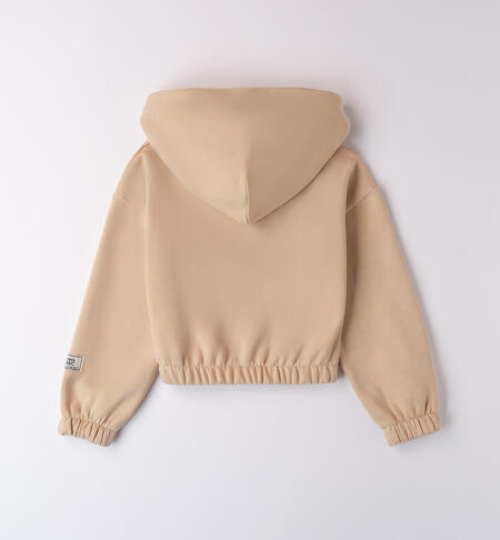 Girl sweatshirt with hood BEIGE-0941