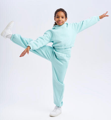 Girl sweatshirt with hood DARK MINT-4143