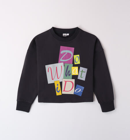 Girl sweatshirt with lettering DARK NAVY-3896