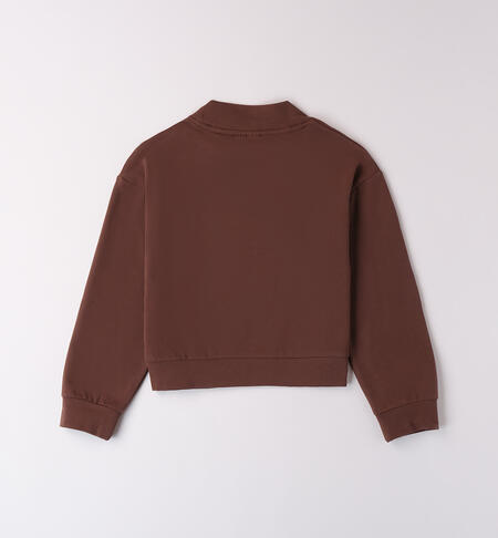 Sweatshirt girl crew neck BROWN-0852