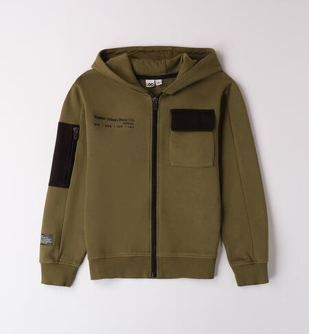 Boy hooded sweatshirt VERDE MILITARE -5563