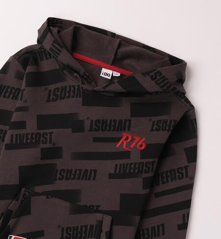 Boy sweatshirt with lettering ANTRACITE-NERO-6ASH