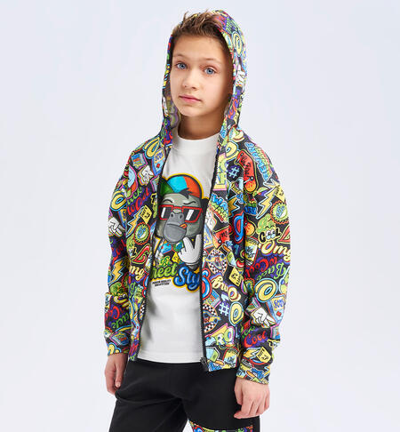 Sweatshirt boy allover print PANNA-NERO-6BAV