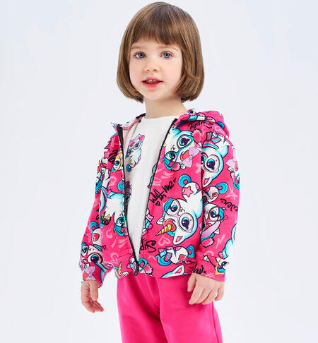 Girl's unicorn sweatshirt FUCSIA-BIANCO-6BAU