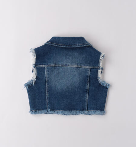 Gilet di jeans bambina STONE WASHED CHIARO-7400