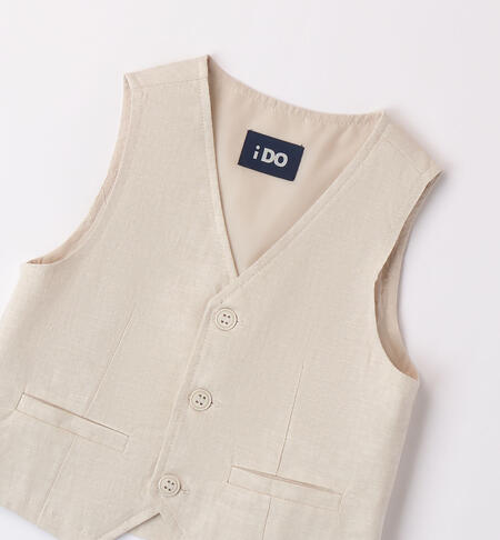 Boys' elegant waistcoat in a linen blend BEIGE-0451