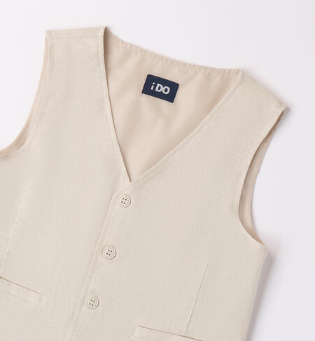 Boys' linen waistcoat BEIGE-0451
