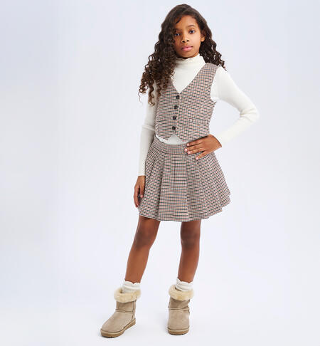 Pleated skirt girl BROWN