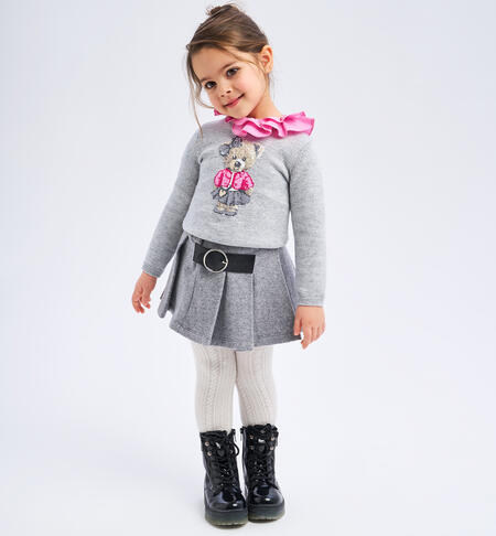 Elegant little girl skirt GRIGIO MELANGE-8970