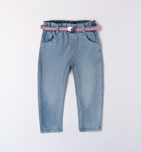 Girl jeans with belt LIGHT BLUE