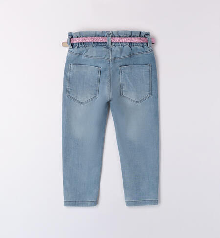 Jeans bambina con cintura BLU CHIARO LAVATO-7310