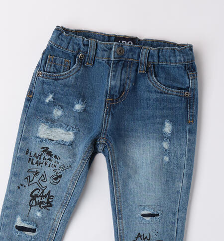 Boys' printed jeans STONE WASHED CHIARO-7400