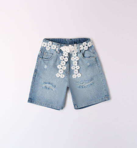 Girl's denim shorts BLU CHIARO LAVATO-7310