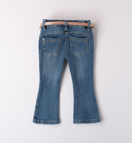 Jeans for girl with belt STONE WASHED CHIARO-7400