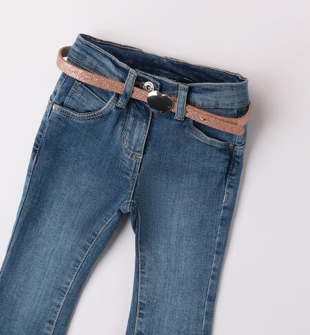 Jeans for girl with belt STONE WASHED CHIARO-7400