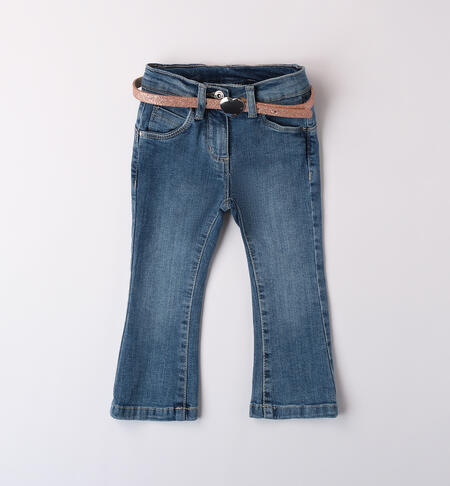 Jeans per bambina con cintura
 STONE WASHED CHIARO-7400