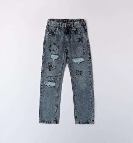 Jeans per ragazzo con scritte MARBLE STONE-7100