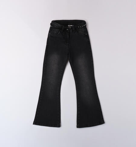 Girl jeans with belt NERO-7990