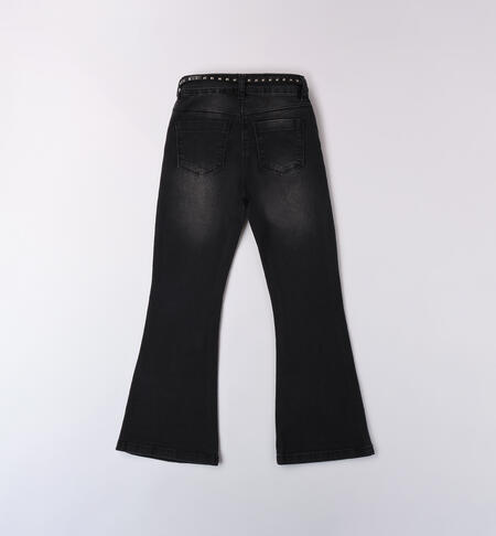 Girl jeans with belt NERO-7990