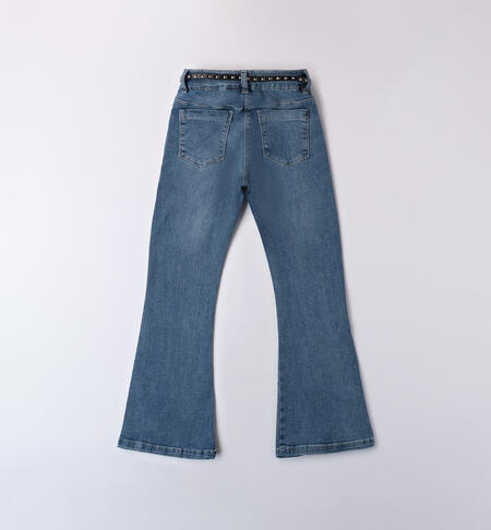 Girl jeans with belt STONE WASHED CHIARO-7400